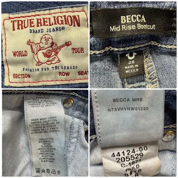 TRUE RELIGION Becca Mid Rise Bootcut Jeans Medium Wash Horseshoe Stitch Logo 26 - Image 9