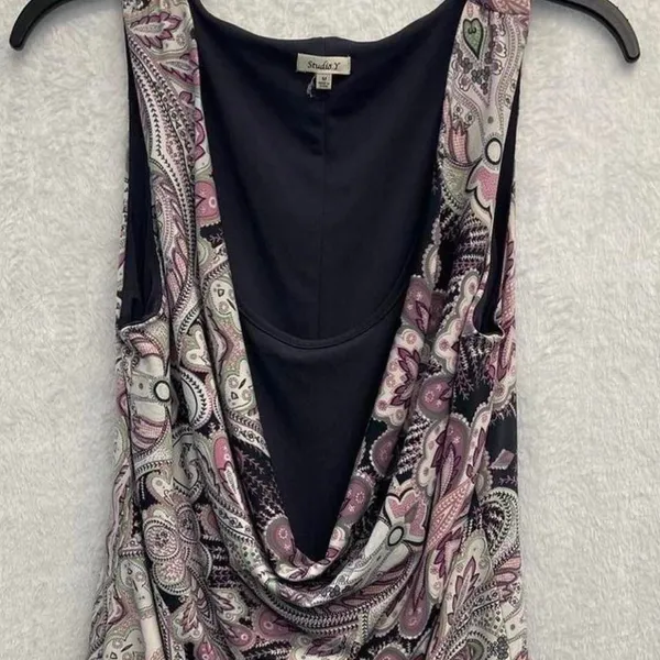 Studio Y Paisley Cowl Neck Sleeveless Blouse - Image 5