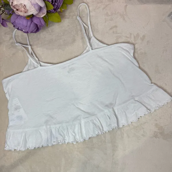 American Eagle NWT White Cropped Relaxed Cami - Image 12