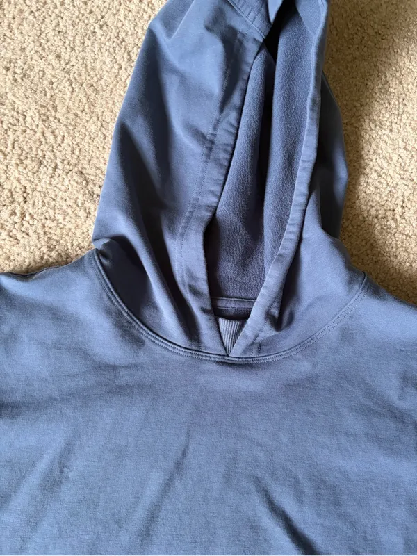 Lululemon All Yours Cropped Hoodie Blue Hooded Sweatshirt Terry Crop Fitted Sz 4 - Image 3