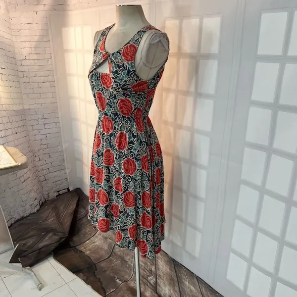 Lilka by Anthropologie Multicolor Floral Front Cutout Sleeveless Sundress Small - Image 3