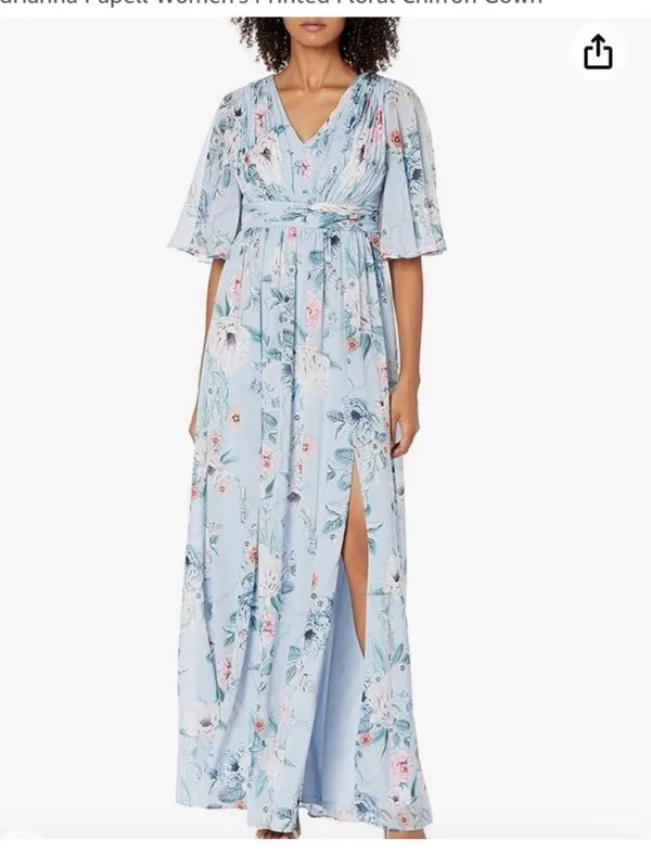 NWT Adrianna Papell Floral Print V-Neck Maxi Dress Size 8 - Image 3