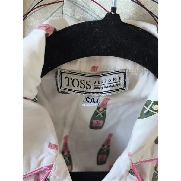 Toss Designs Champagne Bubbly Nightshirt Womens Size‎ S/M White Cotton Pajamas - Image 6