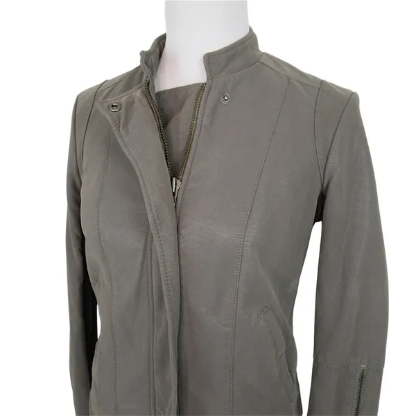 FREE PEOPLE Cool & Clean Faux-Leather Jacket Ribbed Knit Insets Zip Cuffs Size - Image 15