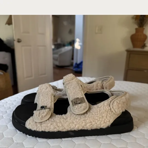 Steve Madden Cream Fuzzy Sandals - Image 2