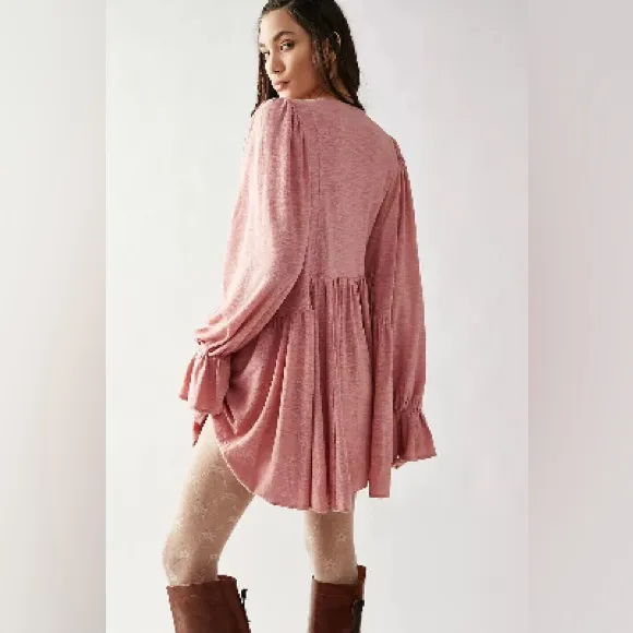 Free People “Don’t Call Me Baby” Thermal Tunic Dress – Rosie – Size Large - Image 2