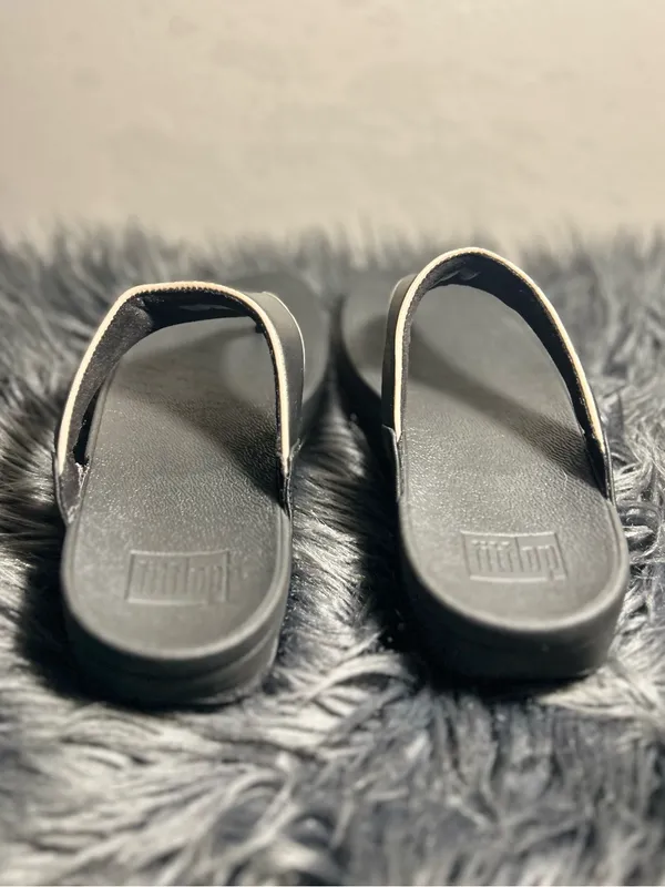 FitFlop Lulu Black Pink Leather Thong Sandals Size 8 - Image 5