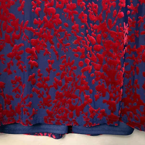Vici blue and red floral velvet boho bell sleeve blouse size large - Image 15