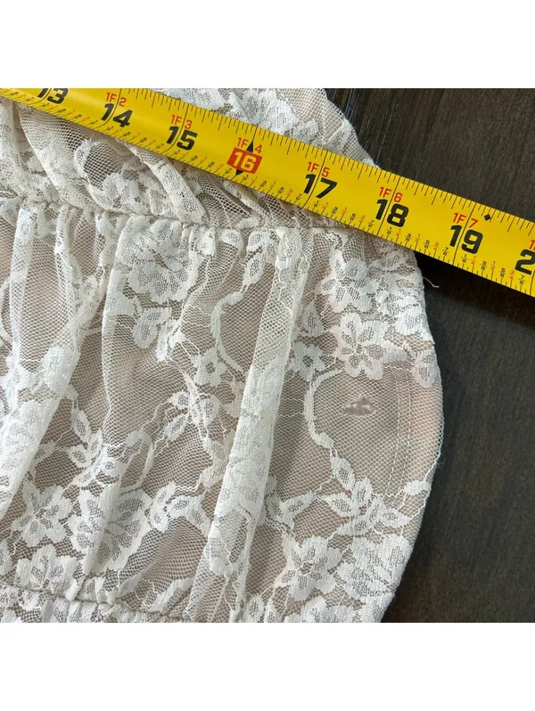 Rue21 Women's Cream Floral Lace Corset Top M Coquette Romantic Sheer Long Sleeve - Image 5
