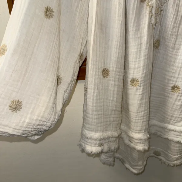 Free People NWT $168 Ivory Aldous Embroidered Button Front Raw Seaming Set S - Image 13