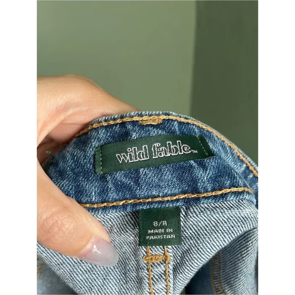 Wild Fable Mid Rise Midi Short Jean Denim Raw Hem Cut Frayed Size 8 R Blue - Image 7