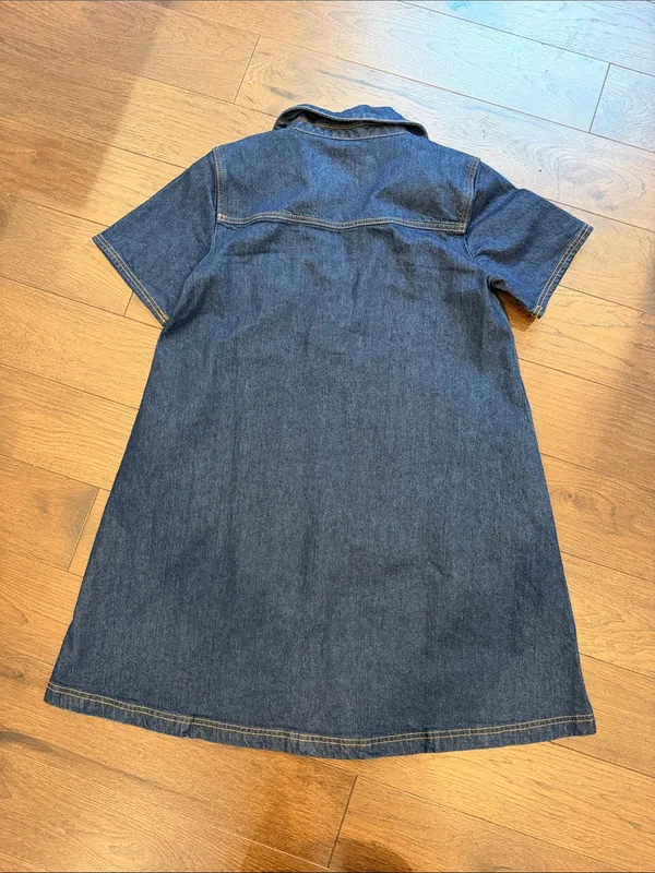 LOFT Mini Denim Pocket Dress Size Small - C1-303 - Image 7