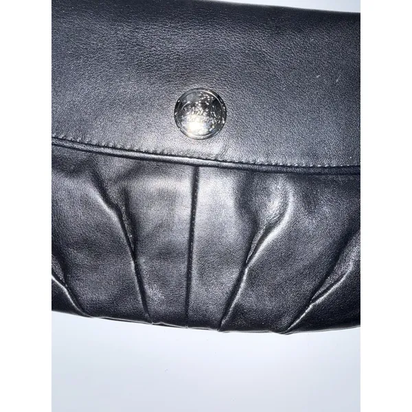 Coach Black‎ Leather Pleated Flap Wristlet Handbag Small Purse Bag L - Image 2