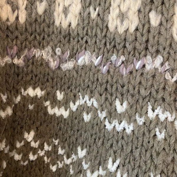Free People Fair Isle Wool Blend Sweater Brown Cream Pattern Size Small - Image 4