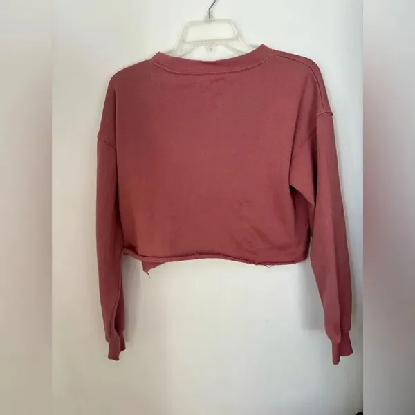 Aerie Distressed Raw Hem Crop Sweatshirt XS - Image 7