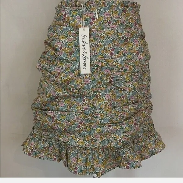 FOR LOVE & LEMONS RALEIGH FLOWER PRINT SHIRRED SKIRT SizE M - Image 5