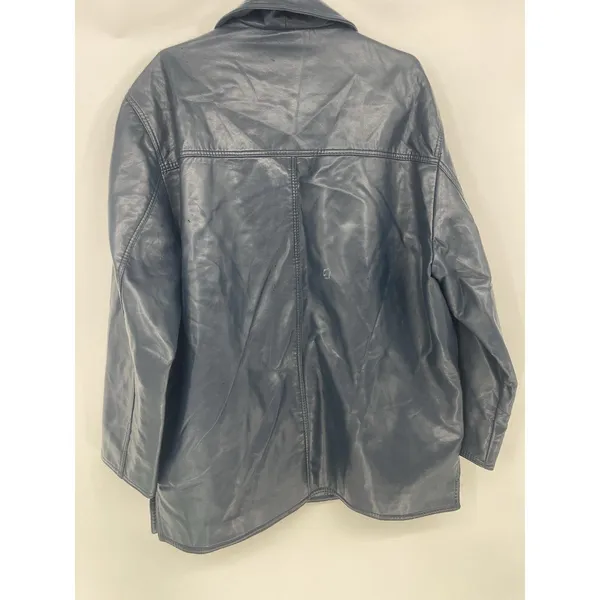 Italian Textile Group Leather Jacket Men‎ Large Blue Italy GA Classic XL - Image 6