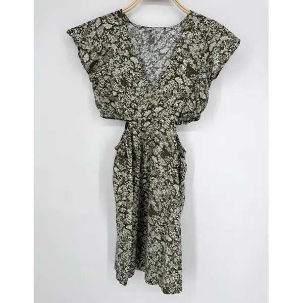Rails Nyla Olive Vine Cut Out‎ Mini Dress Medium Green Floral Boho Summer Cotton - Image 4