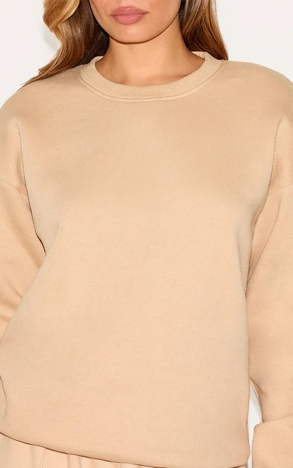 Pretty Little Thing Sand Oversized Plain Fit Sweatshirt - Image 4