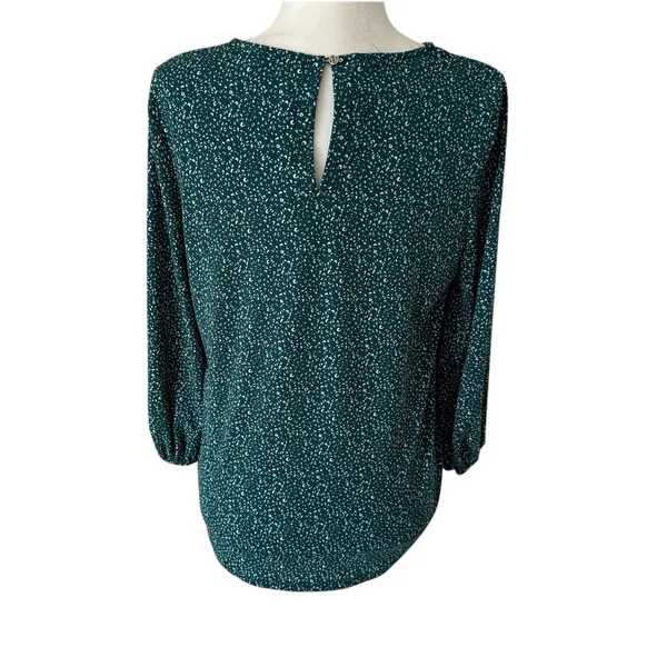 Adrianna Papell | 3/4 Sleeve Keyhole Blouse Green Print Size Small - Image 3
