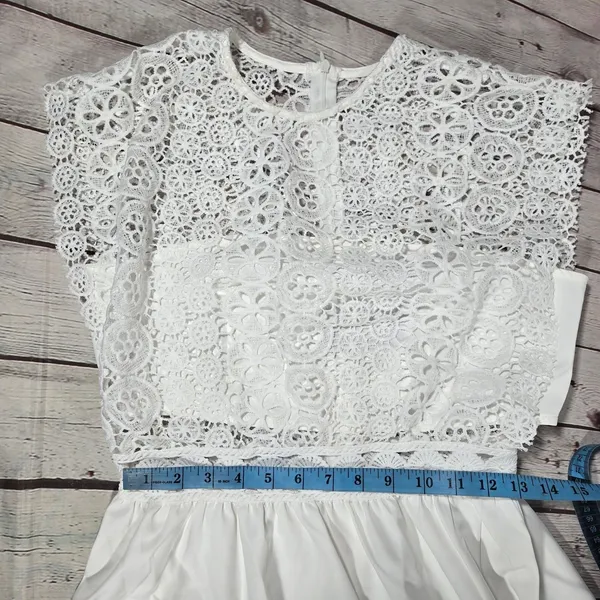 Area‎ Stars White Lace Trim Dress Medium NWT Crochet Boho Coquette Mini - Image 9