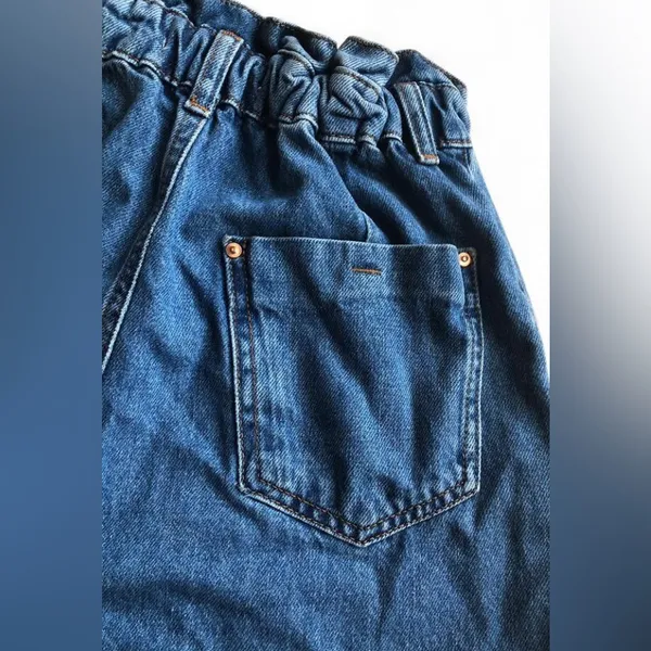 Zara Women's short Blue 100% Cotton with elastic waist Size 2 - Image 6