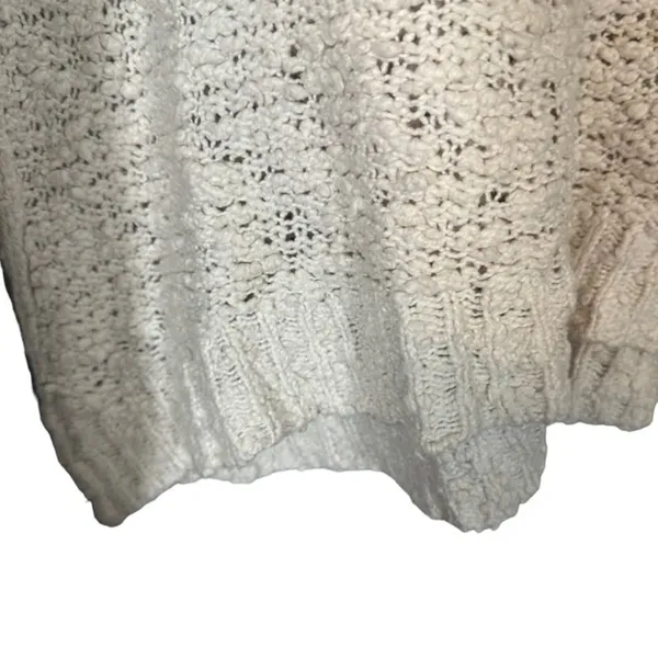 Free People White Long Sleeve Cotton Blend V-Neck Knit Sweater Women Sz M - Image 5