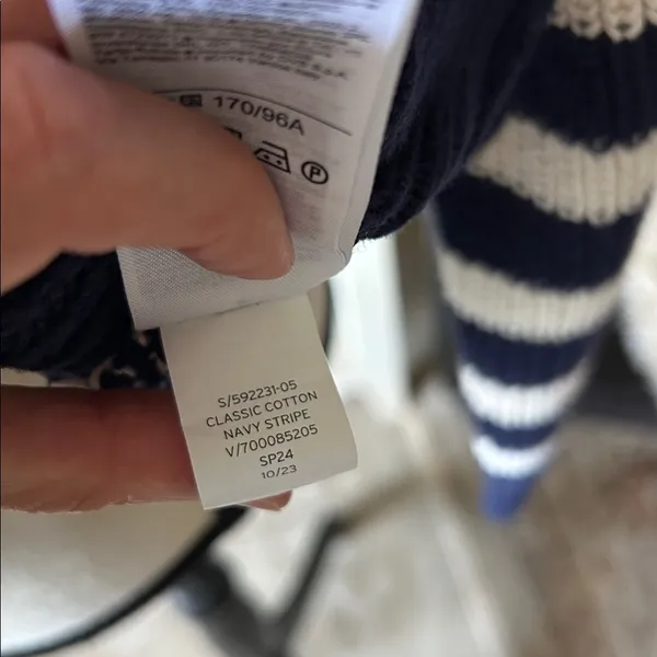 Gap shaker stitch Classic cotton navy white stripe nautical cardigan sweater M - Image 12