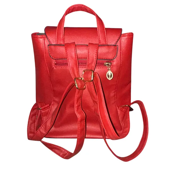 Red faux leather backpack bag - Image 4