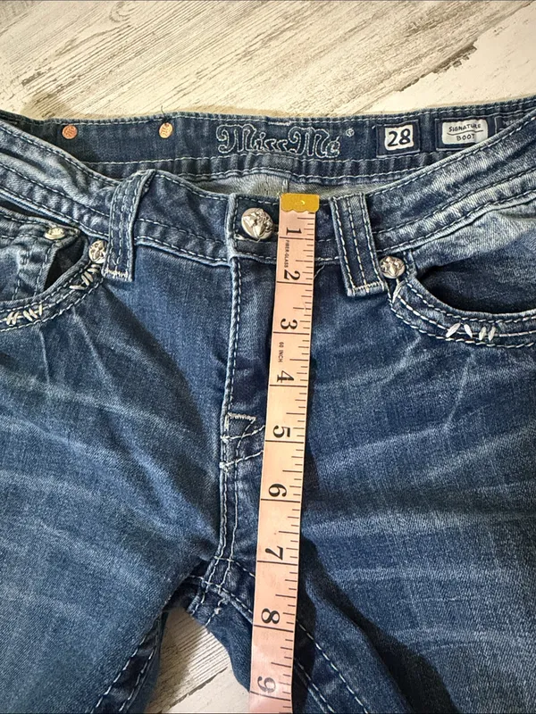 Miss Me Blue Embellished Fleur-de-Lis Bootcut Jeans Size 28 - Image 11