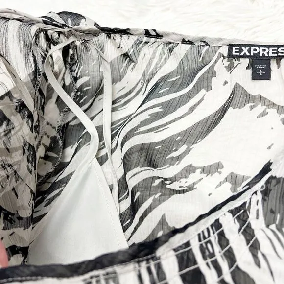 Express Grey Black Zebra Print 3/4 Sleeve Button Down‎ Shift Dress Size Small - Image 6