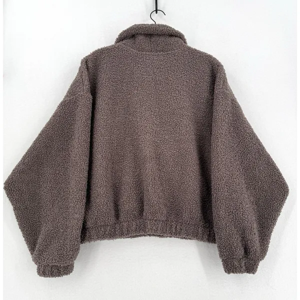 Universal Thread Sherpa Fleece Pullover Jacket L Brown Pink Trim Teddy Outdoorsy - Image 2