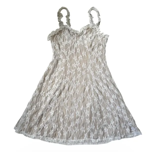 Shein Women Size Medium White Beige Lace Mini Dress A-line | 61-4 - Image 4