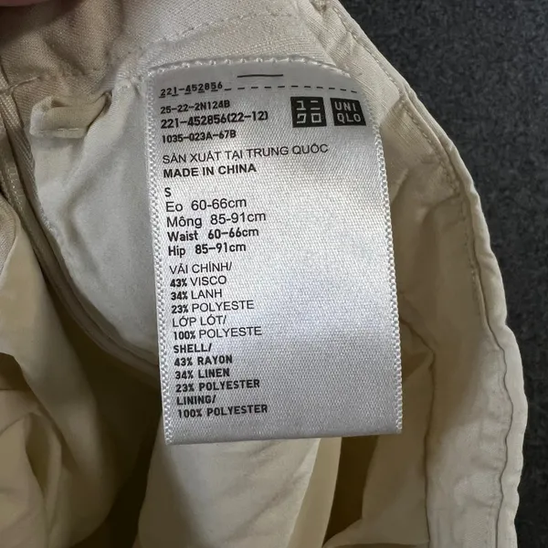 Uniqlo‎ Linen Blend Skort Cream Off White Wrap Front Mini Shorts Womens Small - Image 3