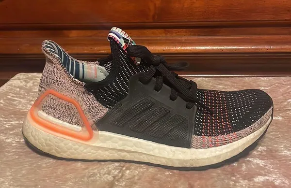 Adidas Ultraboost 19 Black Solar Orange Running Shoes $166 EUC Women's Size 6.5 - Image 2