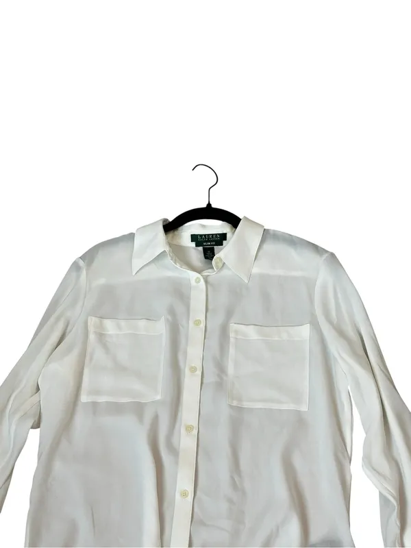 Lauren Ralph Lauren Slim Fit Blouse Long Sleeve Minimalist Timeless Classic - Image 2