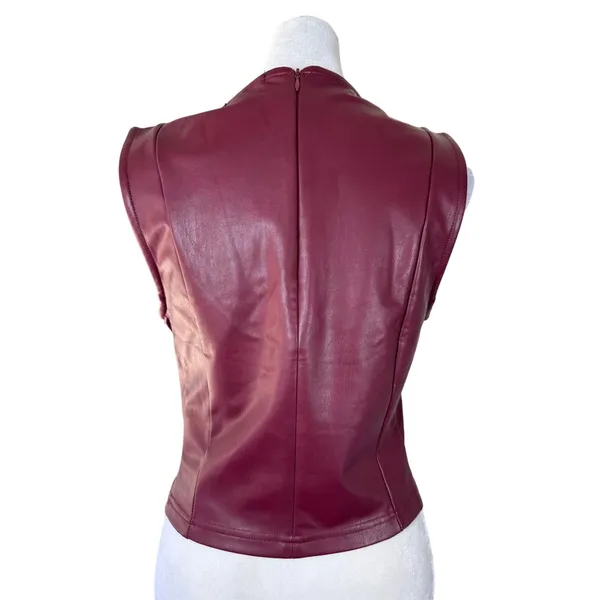 7 for All Mankind Burgundy Faux Leather Tank Top - Image 4