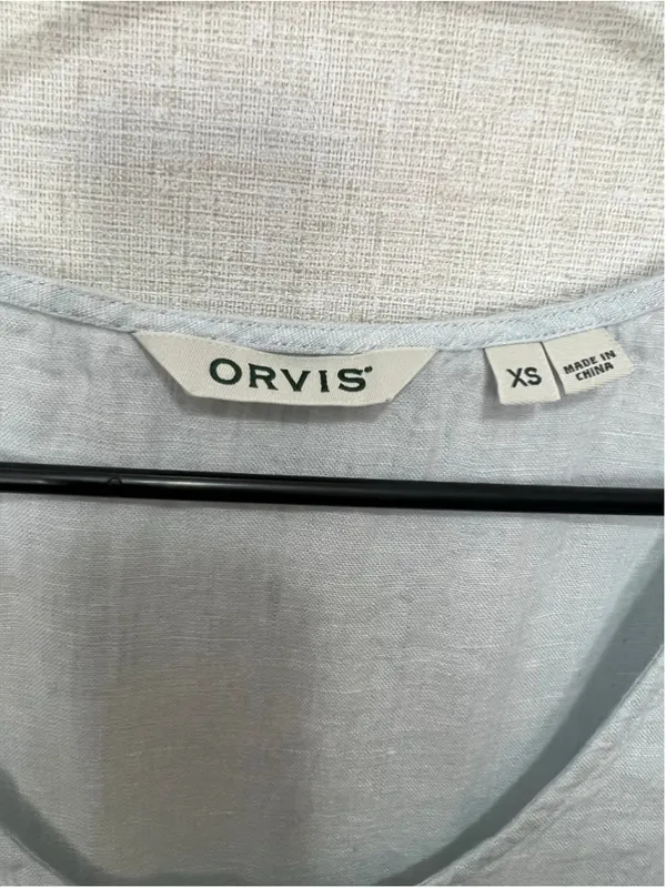 Orvis 100% Linen Blue Gingham Trim Lightweight Summer Midi Tank Dress - Image 4