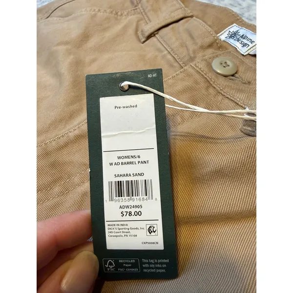 Alpine Design Womens 6 Sahara Sand Barrel Pant High Rise Relaxed leg NWT. - Image 2