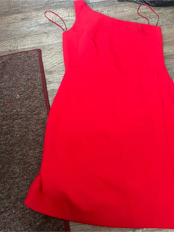 French connection Red One-Shoulder Spaghetti Strap Dress - Image 6