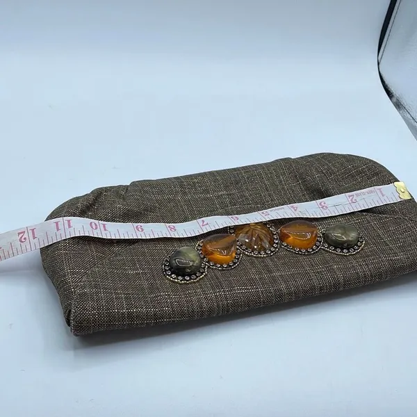 Chico’s tweed embellished gold black clutch - Image 7