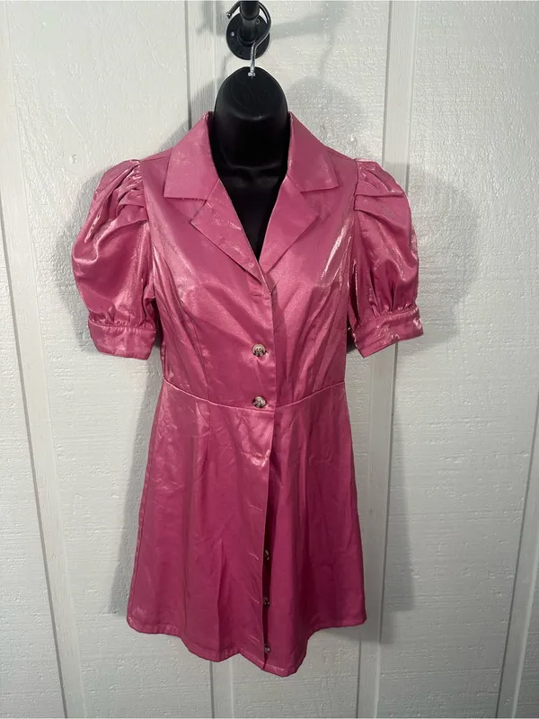 Fate Pink Puff Sleeve Dress Size Small EUC - Image 3