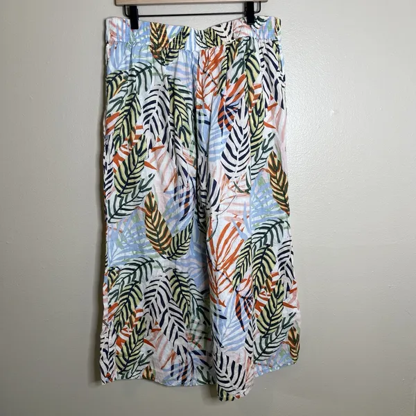 Tahari 100 Linen Wide Leg Palm‎ Resortwear Beach Vacation Summer High Waist XL - Image 5