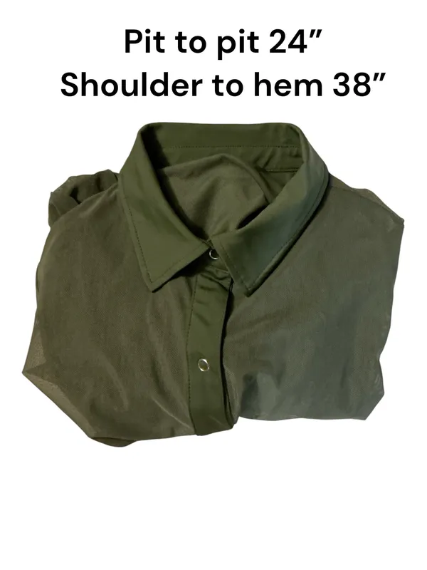 Weissman Olive Green Mesh Button-Down Over-Shirt & Cami Romper Set – Size LA (Large Adult)l - Image 5