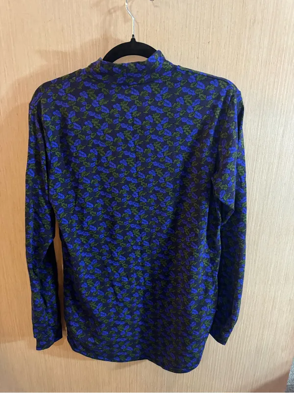 Brooks Dry Line Blue and Green Patterned Long-Sleeve Mock Neck Shirt Size Large - Image 4