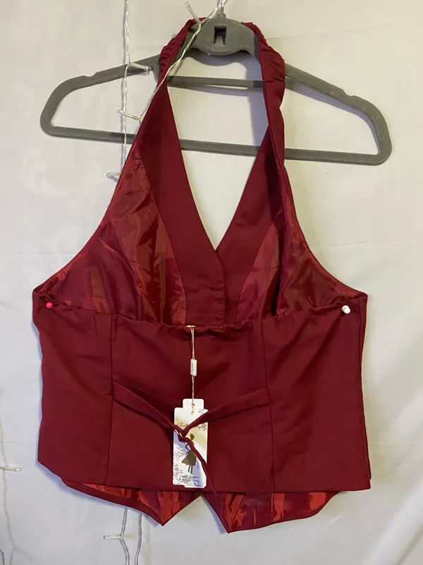 Burgundy Halter Vest Top Red Size XL - Image 2
