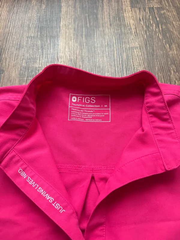 FIGS Women’s Shocking Pink Rafael Oversized Scrub Top Nursing Hospital - Size M - Image 3