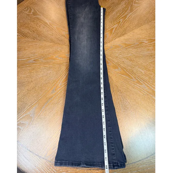 Good American Pull On Flare Jeans Washed Black Size Small‎ - Image 8