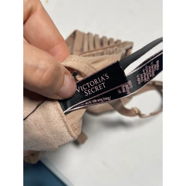 Victoria's Secret Bra Women 32B Tan Mesh Cage Strappy Unlined Plunge Lingerie - Image 4