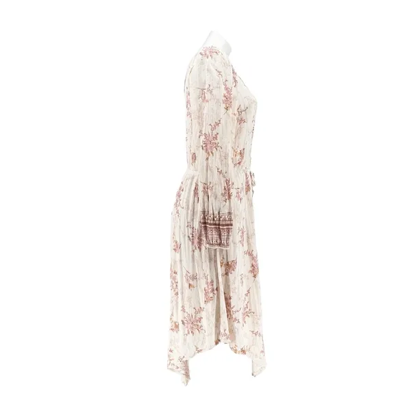 Knox Rose Floral Handkerchief Hem Peasant Midi Dress Cottagecore Button Boho XL - Image 3